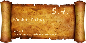 Sándor Anina névjegykártya