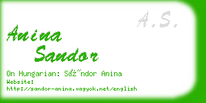 anina sandor business card